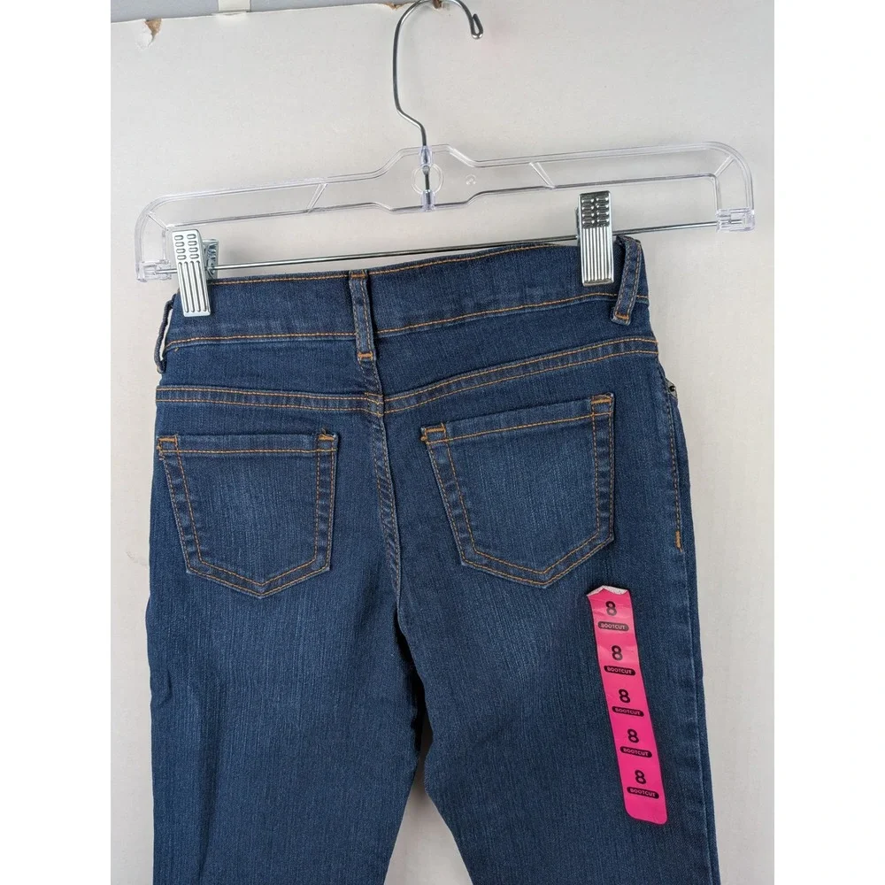 The Childrens Place Girls Bootcut Jeans Dark Indigo  Adjustable Waist Size 8